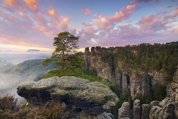 View of the Gans rocks in the Elbe Sandstone Mountains, Saxon Switzerland National Park