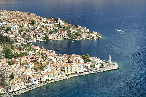 View over Gialos Harbour, Symi Island, Dodecanese Islands, Greece