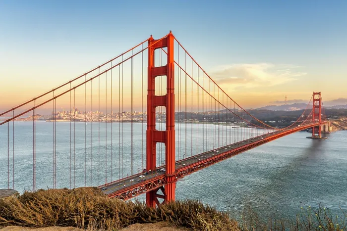 Framed Print : View of Golden Gate Bridge from Battery Spencer at Sunset, Marine Headlands, San Francisco, California, USA Framed Print : View of Golden Gate Bridge from Battery Spencer at Sunset, Marine Headlands, San Francisco, California, USA