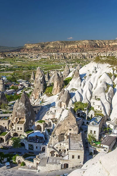 Top view over Goreme with Red Valley in the background, Cappadocia, Turkey