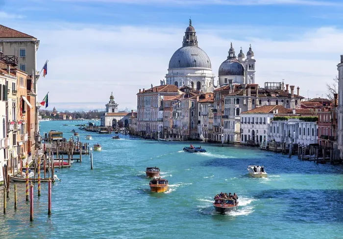 Framed Print : A view of the Grand Canal and Salute from Accademia, Venice, Italy