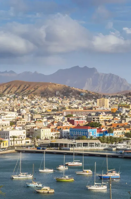 Framed Print : View over harbour and Mindelo, Sao Vicente, Cape Verde Framed Print : View over harbour and Mindelo, Sao Vicente, Cape Verde