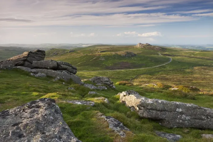 Framed Print : View towards Haytor and Saddle Tor from Rippon Tor, Dartmoor, Devon, England. Summer Framed Print : View towards Haytor and Saddle Tor from Rippon Tor, Dartmoor, Devon, England. Summer