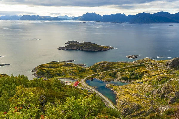 View over Henningsvaer & Islands, Austvagoy, Nordland, Norway