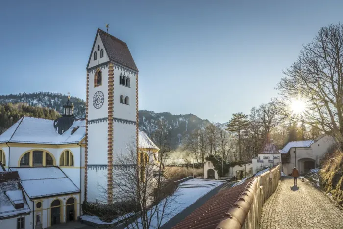 Framed Print : View from the High Castle to the Basilica of St. Mang, Fuessen, Allgaeu, Bavaria, Germany Framed Print : View from the High Castle to the Basilica of St. Mang, Fuessen, Allgaeu, Bavaria, Germany