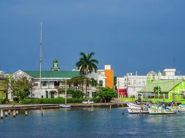 Framed Print : View towards the High Court, Belize City, Belize District, Belize