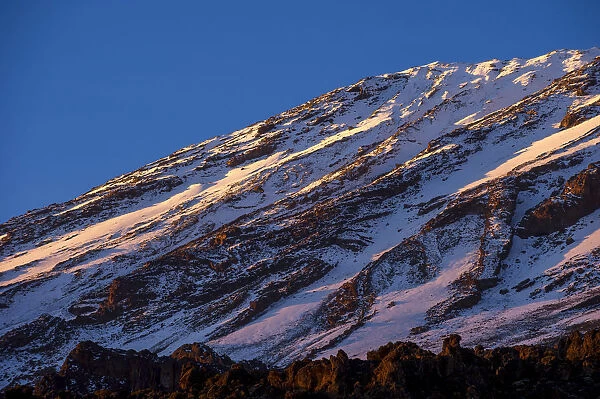 View of the highest peak of Mount Kilimanajro, Kibo summit at 19, 340ft