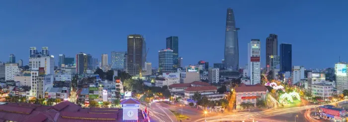 Framed Print : View of Ho Chi Minh City at dusk, Vietnam