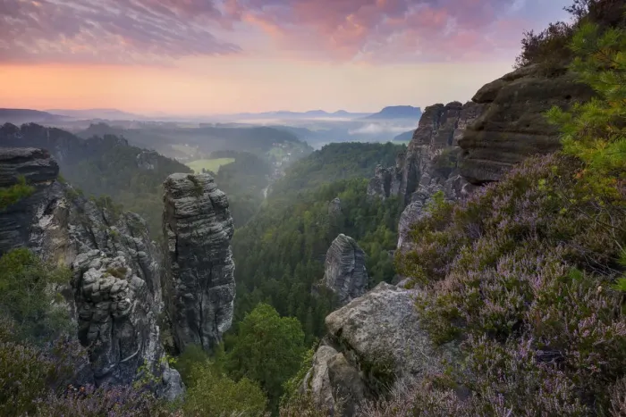 Framed Print : View of the Hoellenhund and gans rocks in the Elbe Sandstone Mountains Framed Print : View of the Hoellenhund and gans rocks in the Elbe Sandstone Mountains