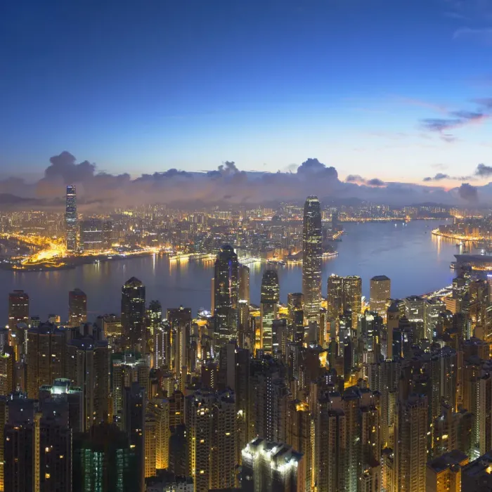 Framed Print : View of Hong Kong Island skyline at dawn, Hong Kong, China Framed Print : View of Hong Kong Island skyline at dawn, Hong Kong, China