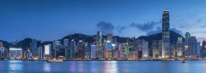 Framed Print : View of Hong Kong Island skyline at sunset, Hong Kong Framed Print : View of Hong Kong Island skyline at sunset, Hong Kong