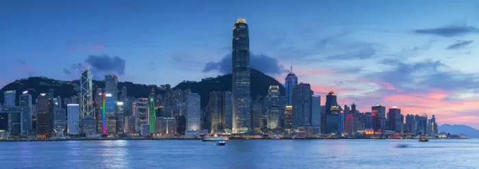 Framed Print : View of Hong Kong Island skyline at sunset, Hong Kong Framed Print : View of Hong Kong Island skyline at sunset, Hong Kong