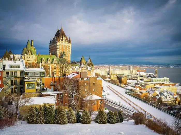 Framed Print : View of Hotel Fairmont Chateau Frontenac and Dufferin Terrace, Old Quebec City, Quebec, Canada