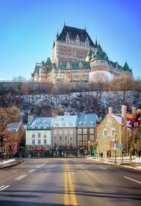 Framed Print : View to Hotel Fairmont Le Chateau Frontenac from Petit Champlain, UNESCO World Heritage Old Quebec City, Quebec, Canada Framed Print : View to Hotel Fairmont Le Chateau Frontenac from Petit Champlain, UNESCO World Heritage Old Quebec City, Quebec, Canada