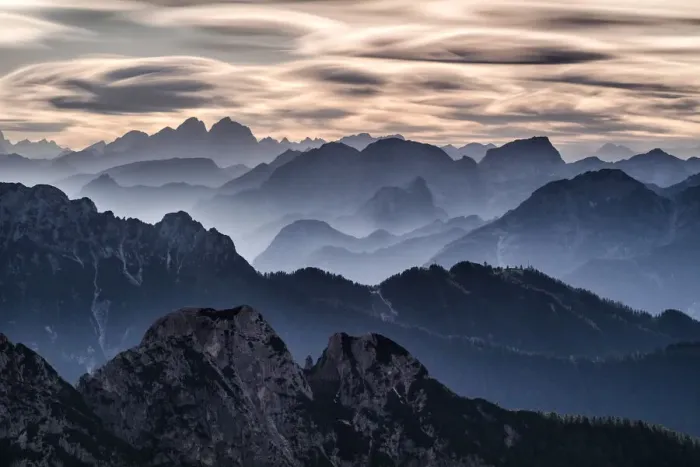 Framed Print : View over the Julian Alps from Mangrt, Triglav National Park, Slovenia