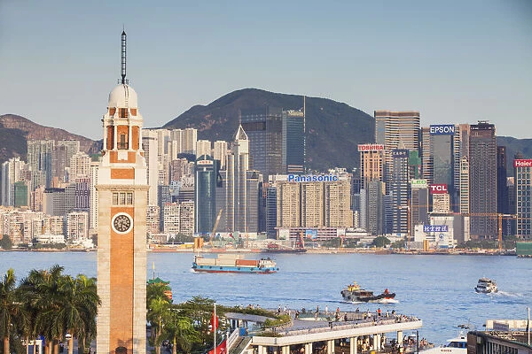 View of Former KCR clocktower and promenade, Tsim Sha Tsui, Kowloon, Hong Kong