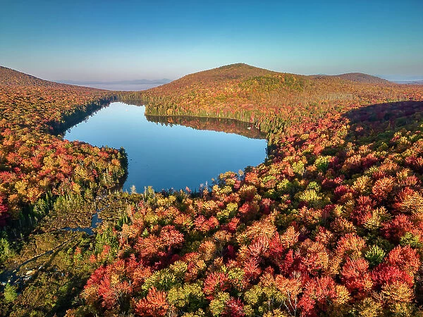 View over Kettle Pond in Autumn, Vermont, New England, USA