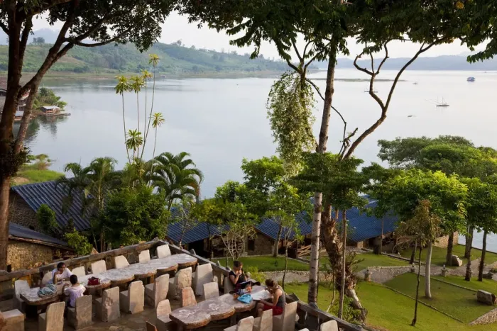 Framed Print : View over Khao Laem reservoir, Sangkhla Buri, Thailand