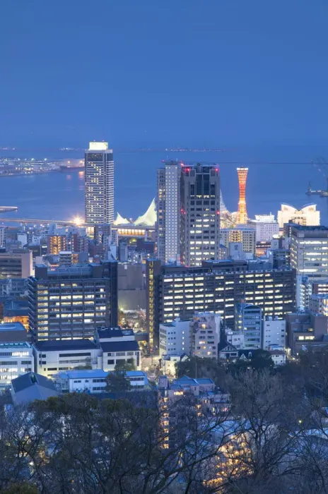 Framed Print : View of Kobe skyline at dusk, Kobe, Kansai, Japan Framed Print : View of Kobe skyline at dusk, Kobe, Kansai, Japan