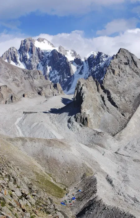 Framed Print : View towards Korona peak, Ala Archa National Park, Tian Shan mountains, Kyrgyzstan