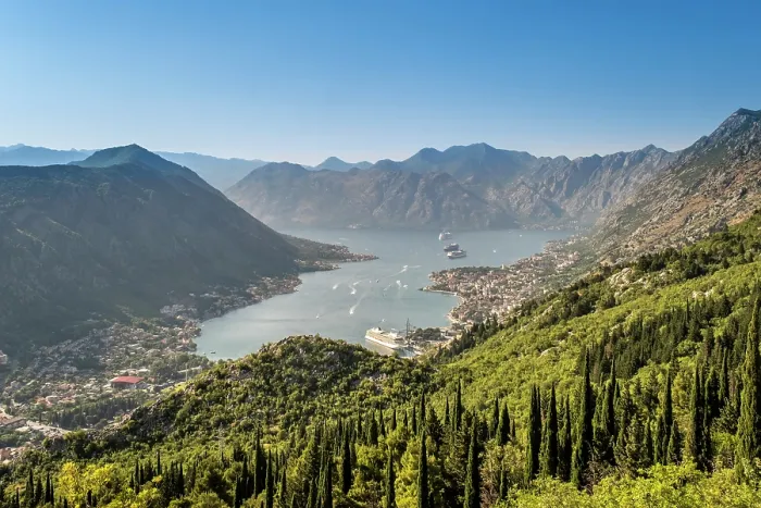 Framed Print : View over Kotor and Kotor Bay, Montenegro Framed Print : View over Kotor and Kotor Bay, Montenegro