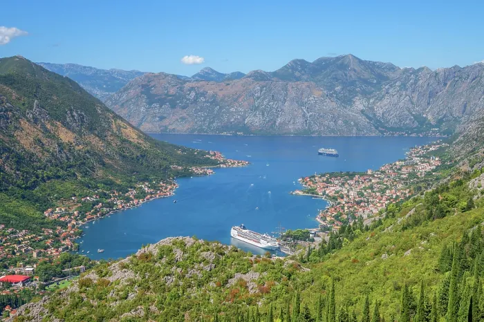 Framed Print : View over Kotor and Kotor Bay, Montenegro Framed Print : View over Kotor and Kotor Bay, Montenegro