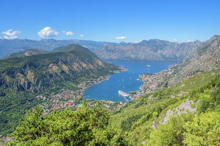 Framed Print : View over Kotor and Kotor Bay, Montenegro