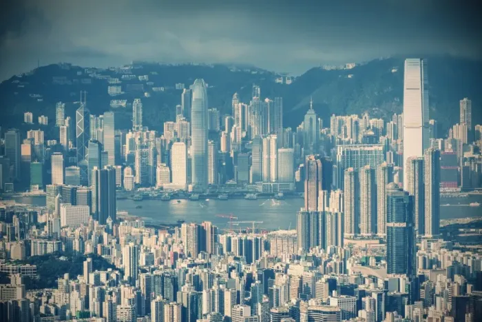 Framed Print : View of Kowloon and Hong Kong Island, Hong Kong, China