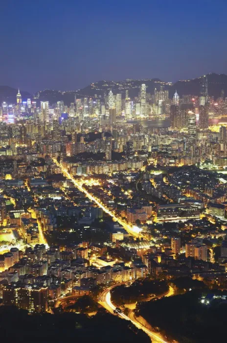 Framed Print : View of Kowloon and Hong Kong Island from Lion Rock at dusk, Hong Kong, China Framed Print : View of Kowloon and Hong Kong Island from Lion Rock at dusk, Hong Kong, China