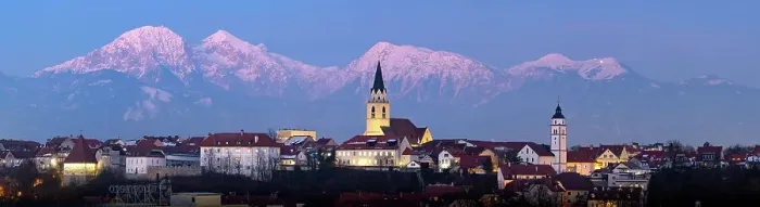 Framed Print : View over Kranj and the Kamnik Savinja Alps, Slovenia Framed Print : View over Kranj and the Kamnik Savinja Alps, Slovenia