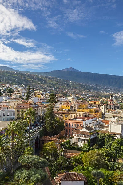 View over La Orotava towards Mount Teide, Tenerife, Canary Islands, Spain