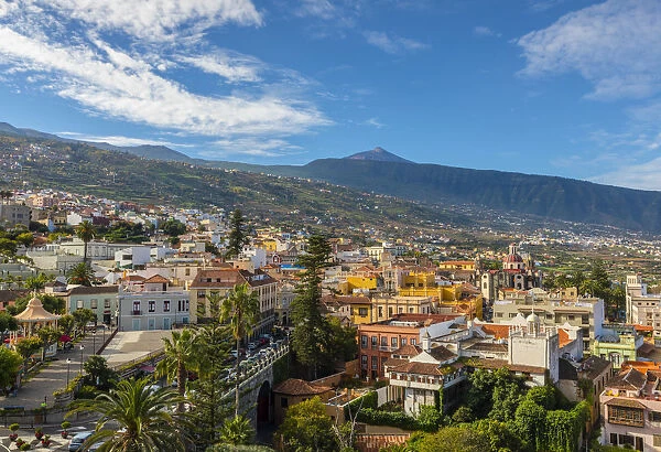 View over La Orotava towards Mount Teide, Tenerife, Canary Islands, Spain