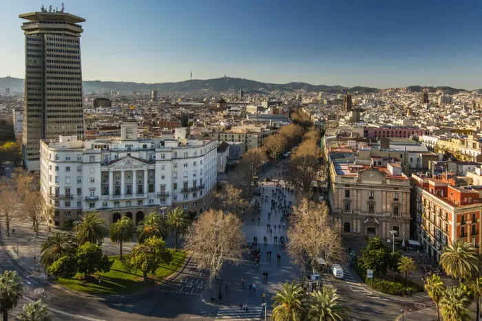 Framed Print : Top view over La Rambla street, Barcelona, Catalonia, Spain Framed Print : Top view over La Rambla street, Barcelona, Catalonia, Spain