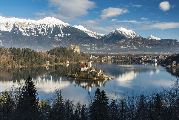 Top view over Lake Bled, Upper Carniola, Slovenia