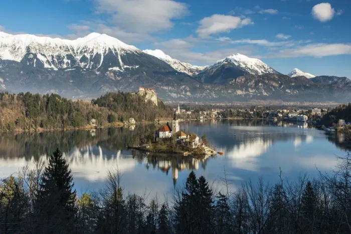 Framed Print : Top view over Lake Bled, Upper Carniola, Slovenia