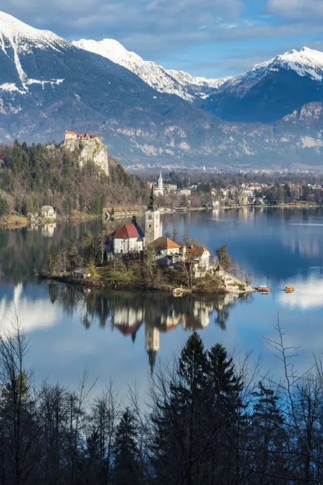 Framed Print : Top view over Lake Bled, Upper Carniola, Slovenia Framed Print : Top view over Lake Bled, Upper Carniola, Slovenia