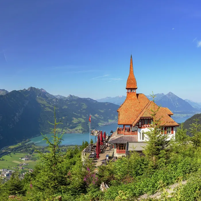 Framed Print : View of Lake Thun from Harder Kulm, Interlaken, Jungfrau Region, Berner Oberland, Switzerland Framed Print : View of Lake Thun from Harder Kulm, Interlaken, Jungfrau Region, Berner Oberland, Switzerland