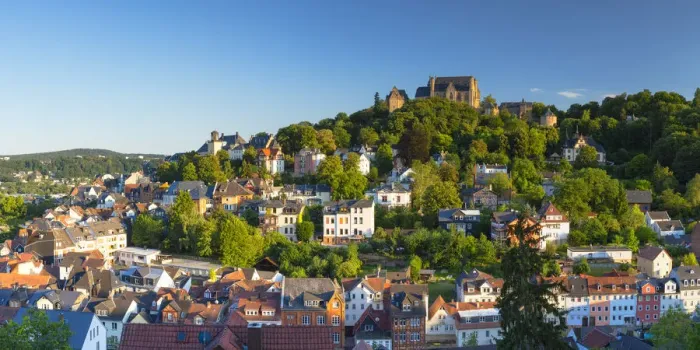 Framed Print : View of Landgrafenschloss and town, Marburg, Hesse, Germany Framed Print : View of Landgrafenschloss and town, Marburg, Hesse, Germany