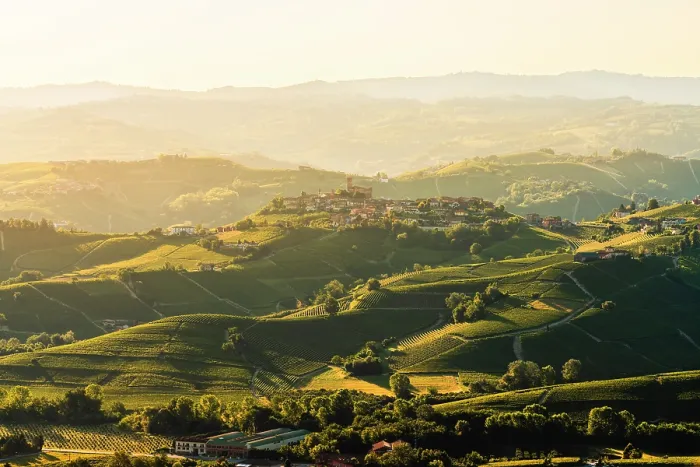 Framed Print : View of the Langhe hills and the village of Castiglione Falletto at dawn. Langhe, Cuneo province, Piedmont, Italy Framed Print : View of the Langhe hills and the village of Castiglione Falletto at dawn. Langhe, Cuneo province, Piedmont, Italy