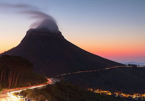 View of Lions Head at sunset, Cape Town, Western Cape, South Africa