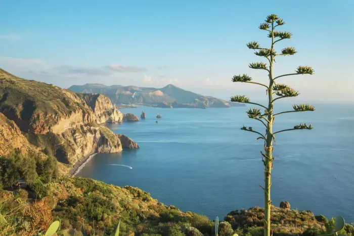 Framed Print : View of Lipari and Vulcano island from Belvedere Quattrocchi, Lipari Island