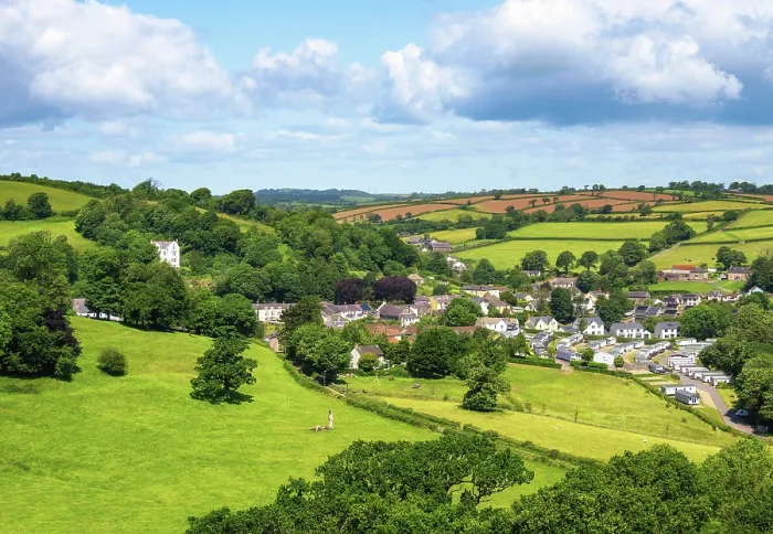 Framed Print : View over Llansteffan village, Carmarthenshire, Wales