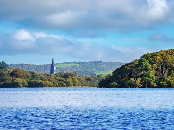 Framed Print : View over Loch Lein towards the St. Mary's Cathedral, Killarney National Park, County Kerry, Ireland Framed Print : View over Loch Lein towards the St. Mary's Cathedral, Killarney National Park, County Kerry, Ireland