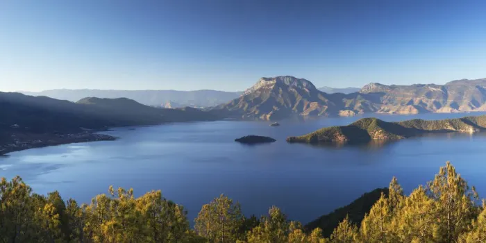 Framed Print : View of Lugu Lake, Yunnan, China Framed Print : View of Lugu Lake, Yunnan, China