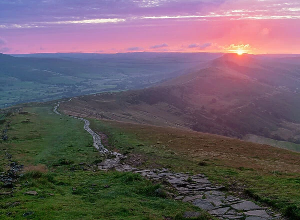 View from Mam Tor at Sunrise, Peak District National Park, Derbyshire, England