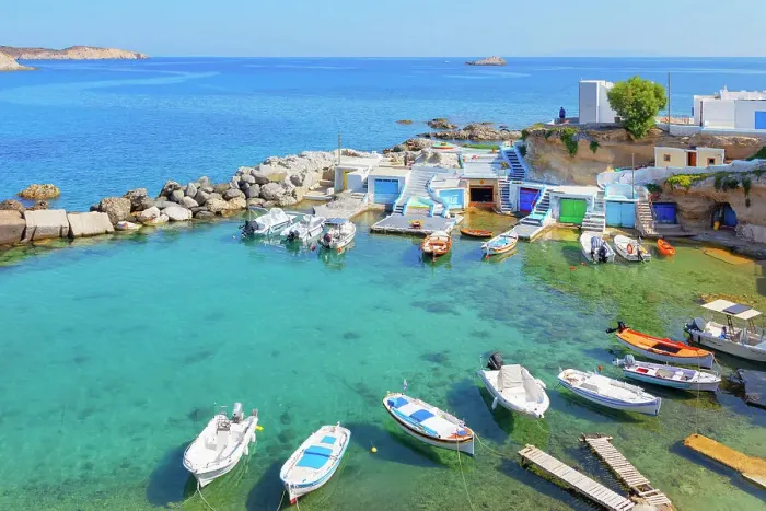 Framed Print : View over Mandrakia fishing village, Mandrakia, Milos Island, Cyclades Islands, Greece Framed Print : View over Mandrakia fishing village, Mandrakia, Milos Island, Cyclades Islands, Greece