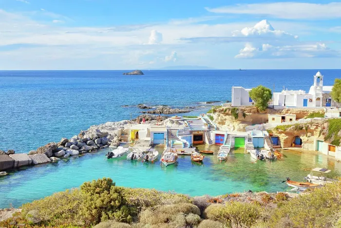 Framed Print : View over Mandrakia fishing village, Mandrakia, Milos Island, Cyclades Islands, Greece Framed Print : View over Mandrakia fishing village, Mandrakia, Milos Island, Cyclades Islands, Greece