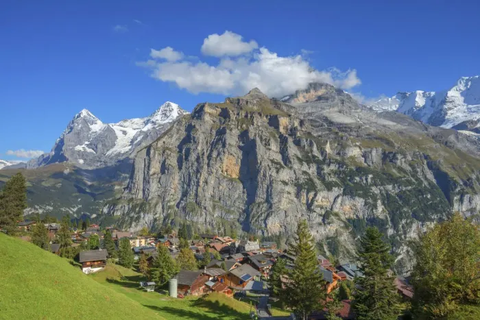 Framed Print : View at MAorren with Eiger and Maonch, Berner Oberland, Switzerland Framed Print : View at MAorren with Eiger and Maonch, Berner Oberland, Switzerland