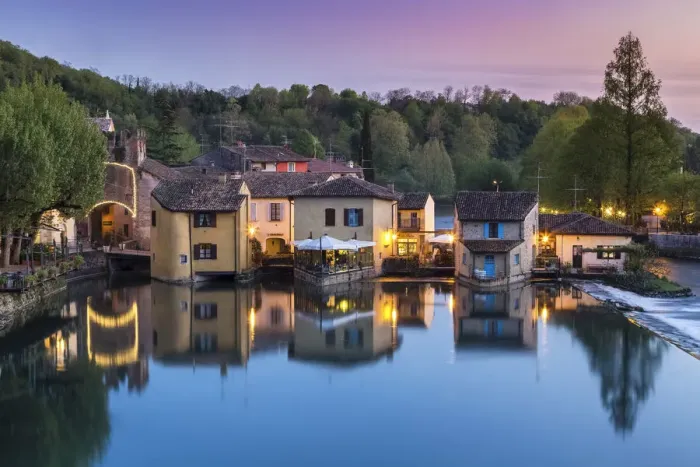 Framed Print : View of the medieval town of Borghetto sul Mincio at sunset Framed Print : View of the medieval town of Borghetto sul Mincio at sunset