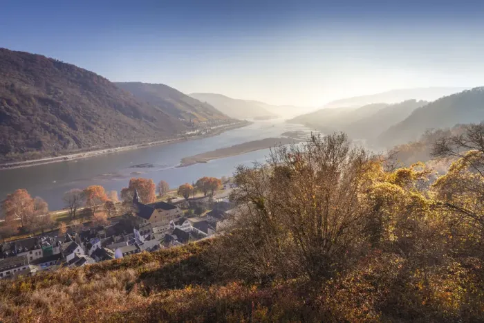 Framed Print : View into the Middle Rhine Valley above Bacherach, Middle Rhine Valley Framed Print : View into the Middle Rhine Valley above Bacherach, Middle Rhine Valley